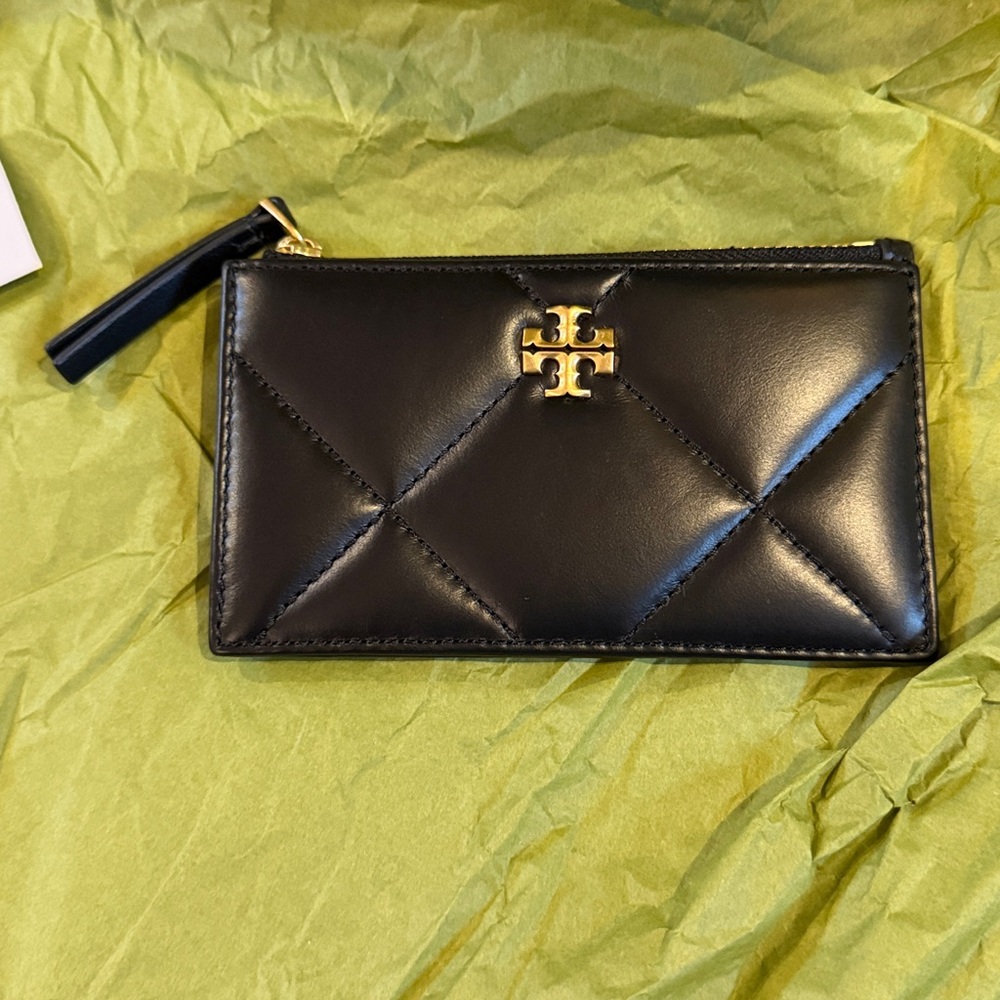 Tory Burch “Kira” Black Quilted Card Holder Wallet
